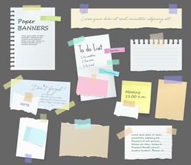 Paper notes, memo messages board on stickers
