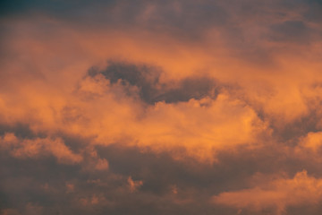 Naklejka na ściany i meble Sky at sunrise. Dramatic skyscape with bright pink clouds