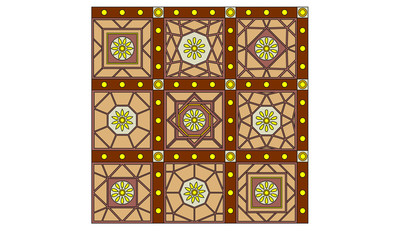 Rendering of an Ancient Greek Coffer Ceiling Pattern.