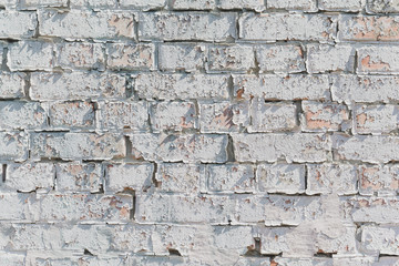 Brick white wall. Old house. Rustic background