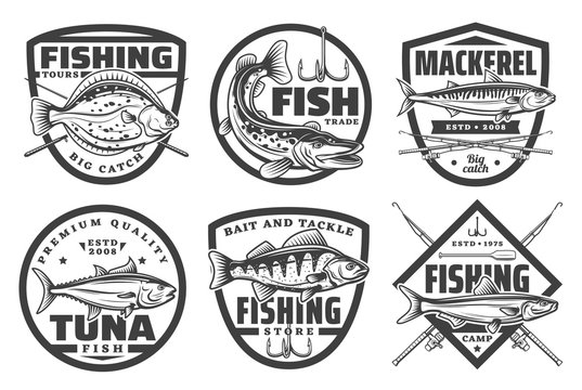 Fishing tours, fisherman camp sport club badges