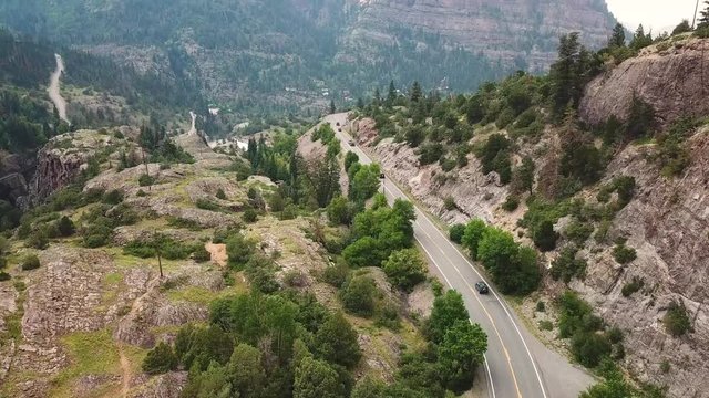 Amazing Landscape Around Million Dollar Highway and Ouray, Colorado USA. Famous Route 550 Aerial
