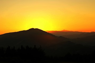 Stunning sunset in basque country