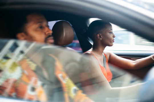 Woman driving a car