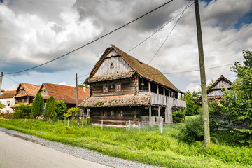 Fototapeta na wymiar Stara Subocka, Croatia - July 14, 2019. Old architecture in Lonjsko Polje area