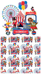 Seamless background design with circus animals