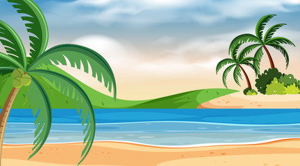 Landscape background design with blue sea