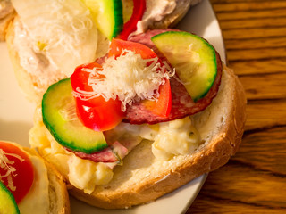 Traditional Czech(Bohemian) snack served during celebration(New Year's, birthdays, weddings, parties, etc.) - Open sandwich(Oblozeny chlebicek)