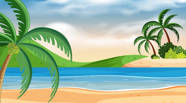 Landscape background design with blue sea