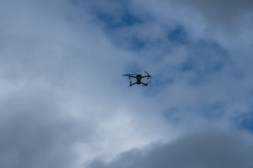 Fototapeta na wymiar drone fly in the sky. Norway, pulpit rock. July 2019