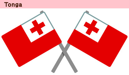 Obraz premium 交差したトンガの国旗