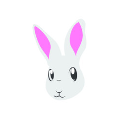 Cute bunny vector graphic icon. rabbit animal head, face illustration. Isolated on white background.