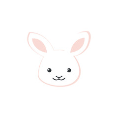 Cute bunny vector graphic icon. rabbit animal head, face illustration. Isolated on white background.