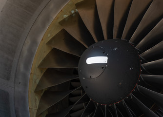 Airplane turbine, close up view