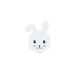 Cute bunny vector graphic icon. rabbit animal head, face illustration. Isolated on white background.