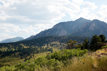 Foothills and Rocky Mountains at NCAR Trail head, National Center For Atmospheric Research, in Boulder, Colorado