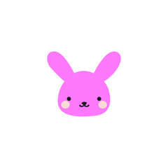 Cute bunny vector graphic icon. rabbit animal head, face illustration. Isolated on white background.