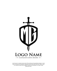initial MG letter with shield style logo template vector