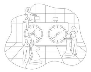 Chessboard chess clock tactic game line vector