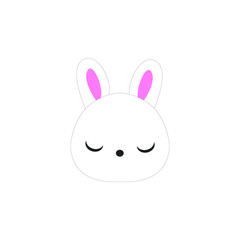 Cute bunny vector graphic icon. rabbit animal head, face illustration. Isolated on white background.