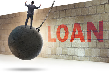 Debt and loan concept with businessman