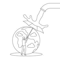 Stop Pollution Earth care save globe line vector