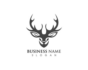 Deer head icon silhouette logo design minimalist template