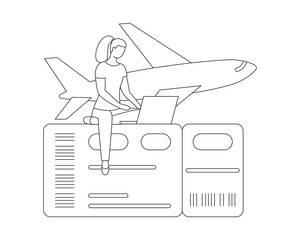 Travel airplane online buy air ticket line vector