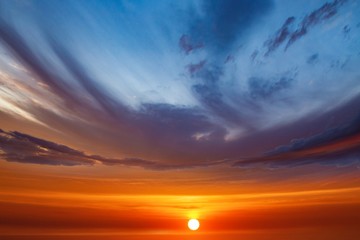 Beautiful heavenly landscape with the sun in the clouds  .