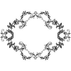 Decoration template of card, with drawing and sketch floral frame. Vector