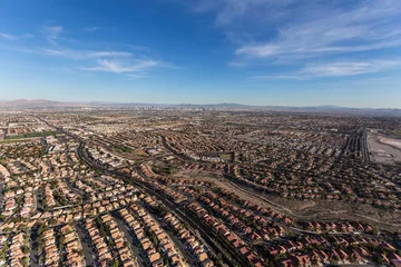 Fotobehang Aerial view of the suburban Summerlin rooftops in Las Vegas, Nevada. © trekandphoto