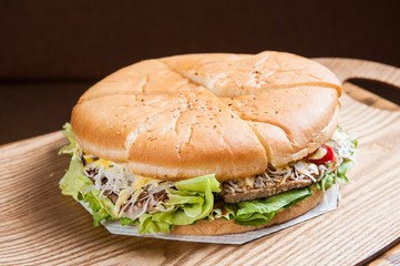 American Hamburger on Plate