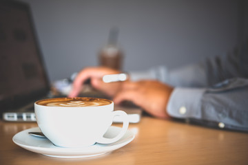 Coffee mug placed on the desk