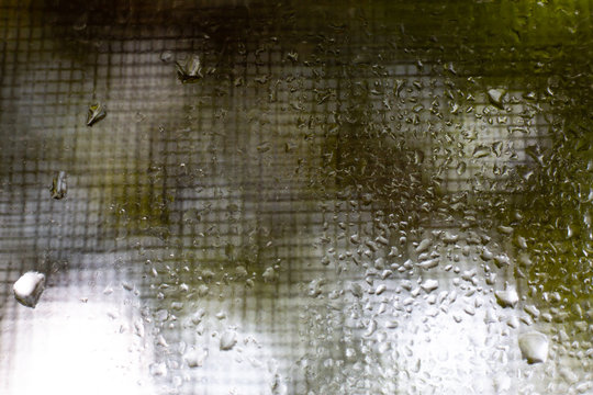 Rain drops, Water drops on mirror in bokeh green garden background, Close up & Macro shot, Selective focus, About Morning, Rainy day concept - Powered by Adobe