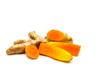 Turmeric (Curcuma longa Linn) isolated on white background