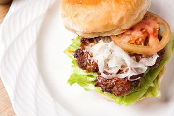 Homemade hamburger on a plate