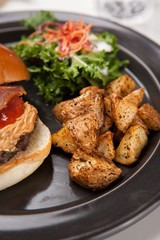 Homemade hamburger on a plate