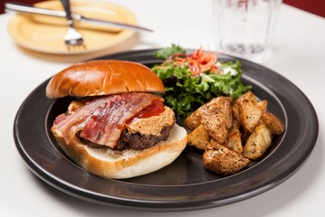 Homemade hamburger on a plate