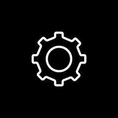 Gear Line Icon On Black Background. Black Flat Style Vector Illustration.