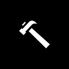 Hammer Icon On Black Background. Black Flat Style Vector Illustration.