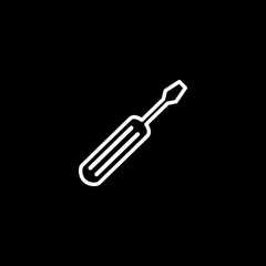 Screwdriver Line Icon On Black Background. Black Flat Style Vector Illustration.