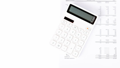 Business startup analysis summary report and using a calculator to calculate the numbers. Financial concept