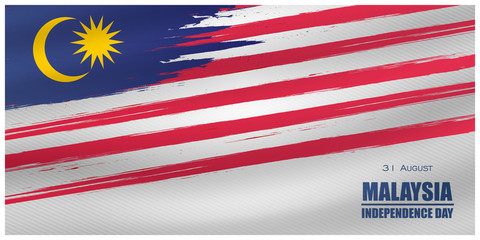 Malaysia INDEPENDENCE DAY and Malaysia flag translation (31 ogos selamat hari merdeka) vector illustration
