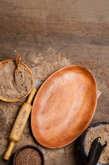 Flax flour with brown flax seeds