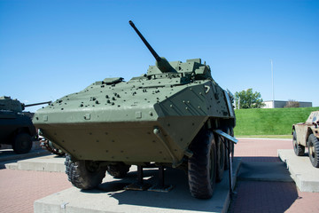 Fototapeta na wymiar Armoured light tank. Used in combat by the military.