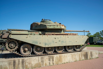 Fototapeta na wymiar Heavy armoured war tank. Used in combat by the military.