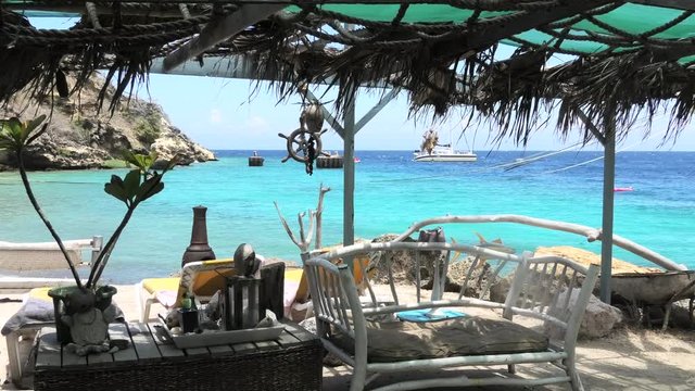 Cura&ccedil;ao Tugboat Beach at Caracas Bay, primitive terrace and ocean view