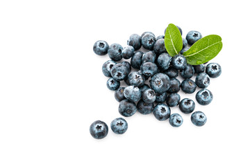 Isolated of blueberries on white background.