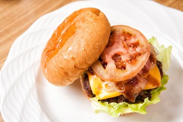Homemade hamburger on a plate