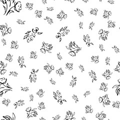 Hand drawn rose seamless pattern for print design. Rose floral seamless pattern. Spring textile texture. Repeat design element